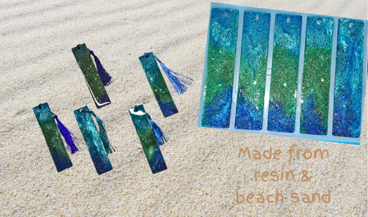 Bookmarks made from resin & beach sand